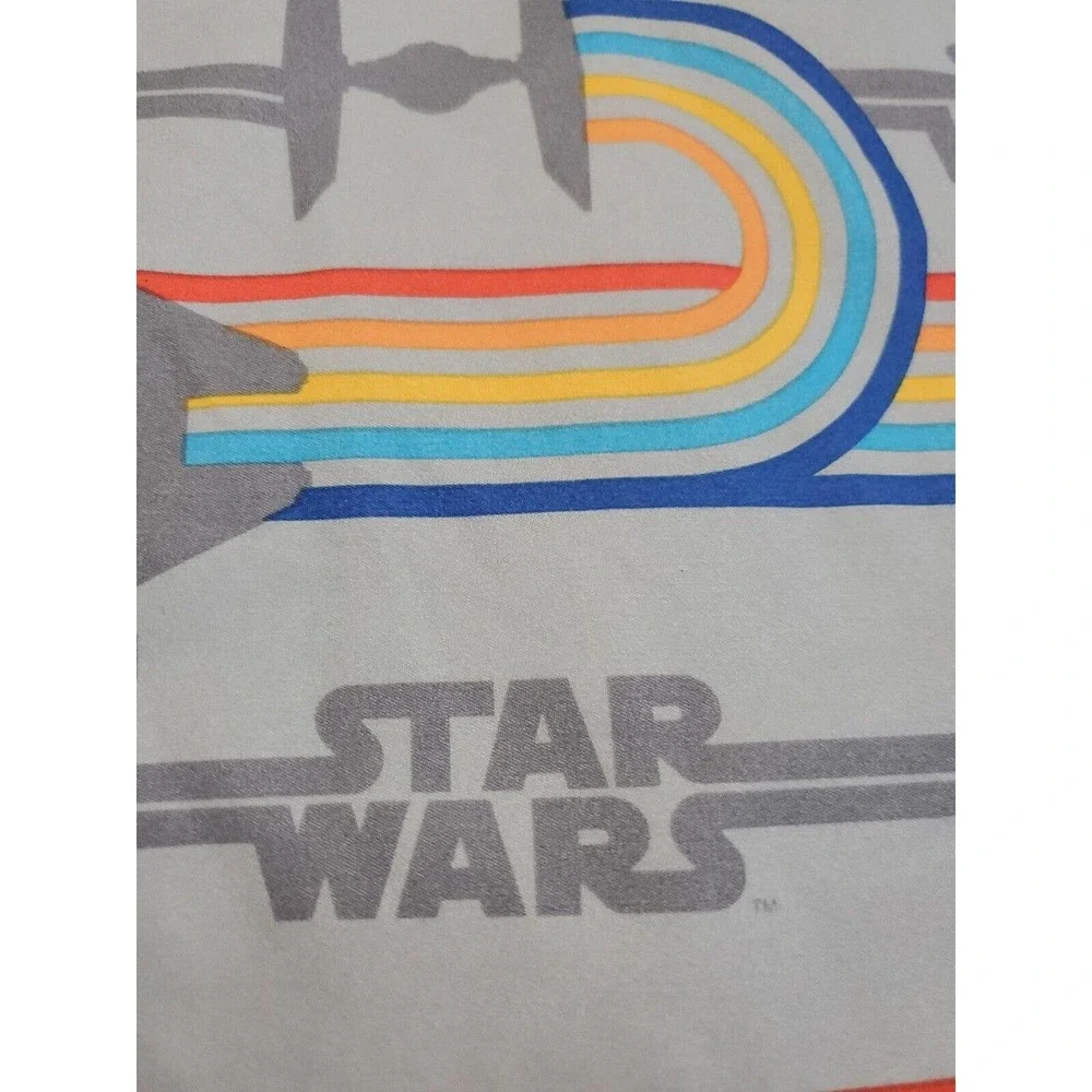 Star Wars Full Flat Sheet ONLY Gray Striped Logo Battleships